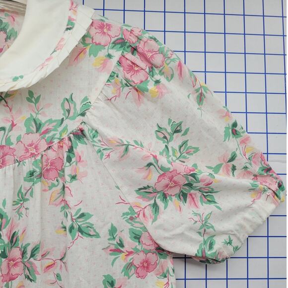 60s Pastel Floral Cottagecore House Dress Ruffle Collar Vintage Charm‎ - Picture 6 of 10